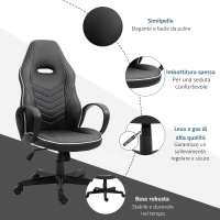 Vinsetto Poltrona da Ufficio Gaming con Rivestimento in Pelle PU Premium Design Ergonomico Nera e Bianca(m-7)