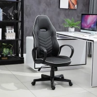 Vinsetto Poltrona da Ufficio Gaming con Rivestimento in Pelle PU Premium Design Ergonomico Nera e Bianca(m-2)