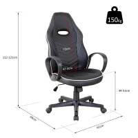 Vinsetto Poltrona da Ufficio Gaming con Rivestimento in Pelle PU Premium Design Ergonomico Nera e Bianca(m-3)