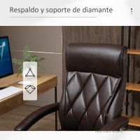 Vinsetto Silla Despacho Ergonómica Silla de Escritorio para Ordenador Giratoria y Basculante con Respaldo Alto y Reposacabezas Acolchado Piel Sintética 66x69x113-121 cm Marrón(m-8)