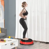 HOMCOM Entrenador de Equilibrio Pelota de Equilibrio Ø58 cm con 2 Bandas de Resistencia 6 Alfombras Antideslizantes e Inflador para Entrenamiento Fitness en Casa Gimnasio Negro y Rojo(m-2)