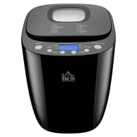 HOMCOM Digital Bread Maker 550W 12-in-1 Programmed Bread Machine with 13-Hour Delay Timer 60 Minutes Keep Warm Function Non-stick Pan 3 Crust Colors 2 Loaf Size Black(m-12)