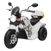 HOMCOM Kids 6V Battery PP Motorcycle Ride On Trike w/ Lights Music Horn 18 - 36 Months White(m-1)