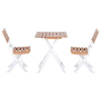Outsunny Conjunto de Muebles de Jardín de 3 Piezas Muebles de Exterior Plegable con 1 Mesa y 2 Sillas de Madera para Terraza Patio Balcón Natural(m-11)