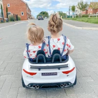 HOMCOM 6V Rechargeable Battery Ride-On Car Licensed Jaguar F-type SVR Forward Reverse Lights Horn Music Player w/ Seat Belt White(m-13)