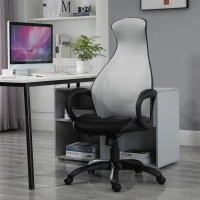 Vinsetto Sedia da Ufficio Ergonomica con Imbottitura di 10cm, Altezza Regolabile e Sistema di Dondolamento, 65x67x118.5-128cm, Tessuto Grigio(m-2)