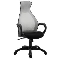 Vinsetto Sedia da Ufficio Ergonomica con Imbottitura di 10cm, Altezza Regolabile e Sistema di Dondolamento, 65x67x118.5-128cm, Tessuto Grigio(m-1)