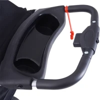 PawHut Carrinho para Animais de Estimação Dobrável para Cães com Capô Ajustável Cesta de Armazenamento e Rodas com Freio Tecido Oxford Estrutura de Aço 74x46x94cm Preto(m-9)