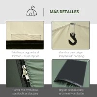 Outsunny Tienda de Campaña para 5 Personas Impermeable 2000mm con 4 Ventanas Vestíbulo y 2 Habitaciones para Camping Acampada Senderismo 580x260x200 cm Verde(m-7)