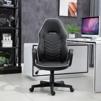 Vinsetto Poltrona da Ufficio Gaming con Rivestimento in Pelle PU Premium Design Ergonomico Nera e Bianca(m-10)