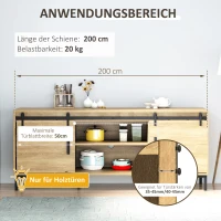 System do drzwi przesuwnych HOMCOM prowadnica do drzwi przesuwnych okucia do podwójnych drzwi drewnianych akcesoria stal węglowa kolor czarny 200 x 0,6 x 18 cm(m-4)