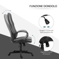 Vinsetto Poltrona da Ufficio Gaming con Rivestimento in Pelle PU Premium Design Ergonomico Nera e Bianca(m-5)