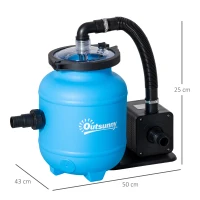 Outsunny Outusunny Pompa per Piscine 200W con Nanosfere Filtranti e Filtro a Sabbia, 50x43x25cm, Blu(m-3)