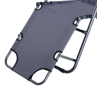 Outsunny Sezlong Pliabil cu brate de Gradina sau Pisina, Metal tesatura Oxford Gri(m-10)