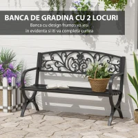 Outsunny Bancă Exterior Fontă 127×60×85 cm, Neagră(m-4)