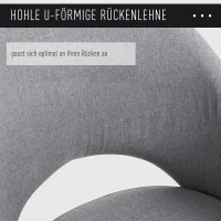 HOMCOM Esszimmerstuhl, Wohnzimmerstuhl, Bürostuhl, Polsterstuhl, Sessel mit Armlehne, Leinen Stahl, Grau, 56 x 58,5 x 84,5 cm(m-5)