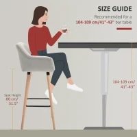 HOMCOM Set of 2  Bar Stools Modern Upholstered Seat Bar Chairs w/ Metal Frame, Solid Wood Legs Living Room Dining Room Fabric Furniture - Beige(m-7)