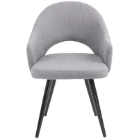 HOMCOM Esszimmerstuhl, Wohnzimmerstuhl, Bürostuhl, Polsterstuhl, Sessel mit Armlehne, Leinen Stahl, Grau, 56 x 58,5 x 84,5 cm(m-11)