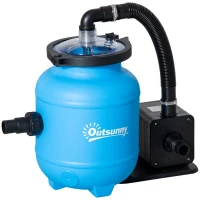 Outsunny Outusunny Pompa per Piscine 200W con Nanosfere Filtranti e Filtro a Sabbia, 50x43x25cm, Blu(m-1)