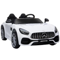 HOMCOM Coche Eléctrico Infantil 3 Años+ con Mando a Distancia con Música y luz Batería 6V 114,5x78x47,5cm Blanco(m-1)