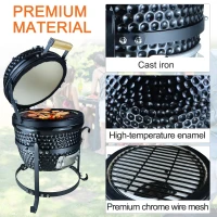 Outsunny Cast Iron Ceramic Charcoal BBQ Oven Black(m-7)