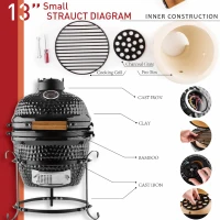 Outsunny Cast Iron Ceramic Charcoal BBQ Oven Black(m-4)