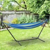 Outsunny 277 x 121cm Hammock with Metal Stand Portable Carrying Bag 120kg Green Stripe(m-10)