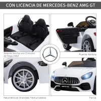 HOMCOM Coche Eléctrico Infantil 3 Años+ con Mando a Distancia con Música y luz Batería 6V 114,5x78x47,5cm Blanco(m-7)