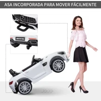 HOMCOM Coche Eléctrico Infantil 3 Años+ con Mando a Distancia con Música y luz Batería 6V 114,5x78x47,5cm Blanco(m-8)