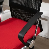Vinsetto Silla de Oficina Ergonómica Silla de Escritorio Basculante y Giratoria con Altura Ajustable del Asiento Reposabrazos y Ruedas 57x57x93-103 cm Rojo(m-4)