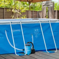 Outsunny Outusunny Pompa per Piscine 200W con Nanosfere Filtranti e Filtro a Sabbia, 50x43x25cm, Blu(m-2)