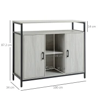 HOMCOM Modern Sideboard, Steel Frame Storage Cabinet with 2 Doors and Adjustable Shelves for Living Room, Hallway, Light Grey(m-3)