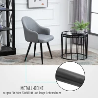 HOMCOM Esszimmerstuhl, Wohnzimmerstuhl, Bürostuhl, Polsterstuhl, Sessel mit Armlehne, Leinen Stahl, Grau, 56 x 58,5 x 84,5 cm(m-6)