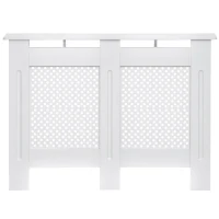 Homcom Masca Calorifer Lemn Alb – 111,5×82×19 cm cu Grilaj Elegant(m-11)