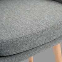 HOMCOM Set of 2  Bar Stools Modern Upholstered Seat Bar Chairs w/ Metal Frame, Solid Wood Legs Living Room Dining Room Fabric Furniture - Grey(m-10)