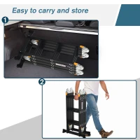 DURHAND 5-in-1 Multi-Purpose Folding Aluminum Ladder Scaffold with 2 Platform Plates, 150kg(m-8)