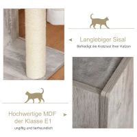 PawHut krabpaal met kattengrot kattenboom klimboom voor katten E1 MDF sisal grijs(m-5)