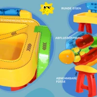 HOMCOM Kinder Sand- und Wasserspieltisch Sandspielzeug, Sandkastentisch mit 31-tlg. Zubehör, Spieltisch, Strandspielzeug, ab 3 Jahren, Kunststoff, 73 x 35 x 70 cm(m-6)