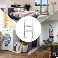 HOMCOM Mobiel kledingrek wasrek kledingrek 3 niveaus inklapbaar wielen(m-5)