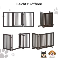 PawHut Afschermhek voor honden deurafscherming veiligheidshek MDF, donkerbruin(m-5)