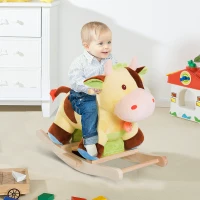 HOMCOM Kinderen schommel speelgoed baby schommeldier schommelpaard schommelkoe koe bruin(m-10)