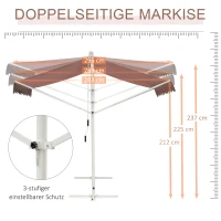 Outsunny Standmarkise Markise 4,5 x 3,4m Terrassenüberdachung Gartenmarkise mit Faltarm Kurbel Terrasse Braun Alu Metall(m-5)