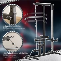 HOMCOM Exercise Pulley Machine Power Tower with Adjustable Seat Cable Positions(m-5)