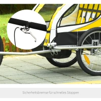 HOMCOM Kinderanhänger Fahrradanhänger Kinder Anhänger für 2 Kinder Regenschutz atmungsaktiv Gelb+Schwarz+Grauweiß 155 x 88 x 108 cm(m-6)