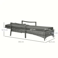 Outsunny ligbed poly rotan grijs 192 cm x 62,5 cm x 52,5 cm(m-3)
