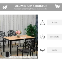 Outsunny tuintafel voor 6 personen, aluminium 140cm x 90cm x 74cm(m-5)