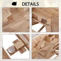 PawHut KLATKA DLA CHOMIKÓW, DOMEK DLA GRYZONI MYSZY, DREWNO JODŁOWE(m-5)