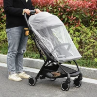 HOMCOM Kinderwagen mit Sonnensegel faltbarer Baby Buggy mit verstellbarer Rückenlehne und Fußstütze Aluminium Leinen EVA Grau+Schwarz 66 x 49 x 105 cm(m-10)