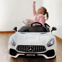 HOMCOM Macchina Elettrica per Bambini con Licenza Ufficiale Mercedes-Benz Luci e Fanali Funzionanti Lettore di Musica MP3(m-2)