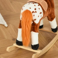 HOMCOM Schommelpaard kinderen hinniken schommeldier schommelspeelgoed bruin(m-6)